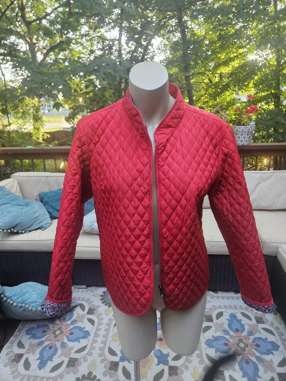 Briggs New York Red Quilted Diamond-Pattern Jacket